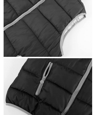 Women's Puffer Vest Zip Up Quilted Padded Winter Sleeveless Hooded Vest Gilet Black $21.05 Vests