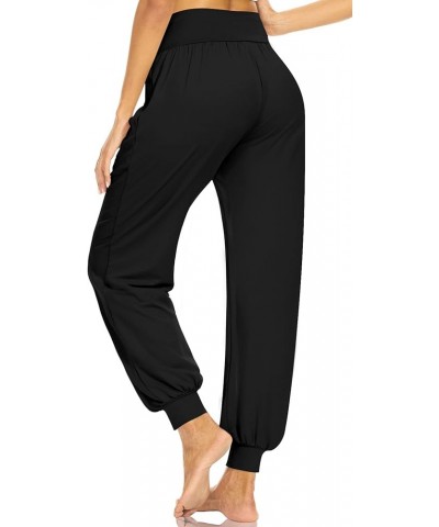 Womens Harem Pants High Waisted Casual Flowy Yoga Joggers Loose Comfy Lounge Pajamas Sweatpants with Pockets Black $13.23 Pants