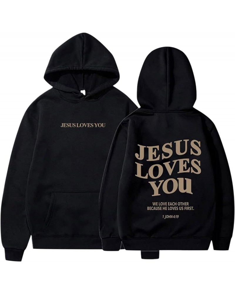 Jesus Loves You Hoodie for Women Men Have A Good Day Christian Hooded Sweatshirts Bible Verse Religious Pullover Tops 07-blac...