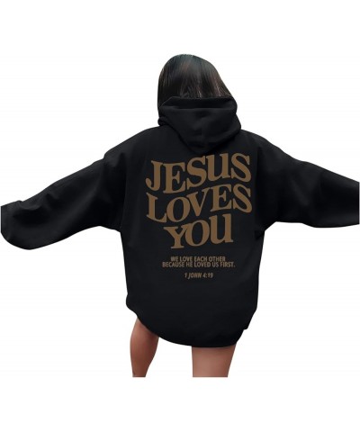 Jesus Loves You Hoodie for Women Men Have A Good Day Christian Hooded Sweatshirts Bible Verse Religious Pullover Tops 07-blac...