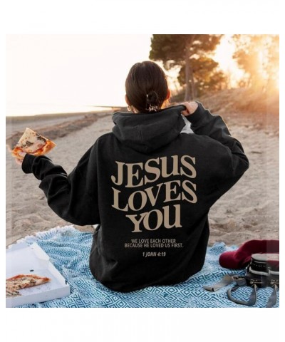 Jesus Loves You Hoodie for Women Men Have A Good Day Christian Hooded Sweatshirts Bible Verse Religious Pullover Tops 07-blac...