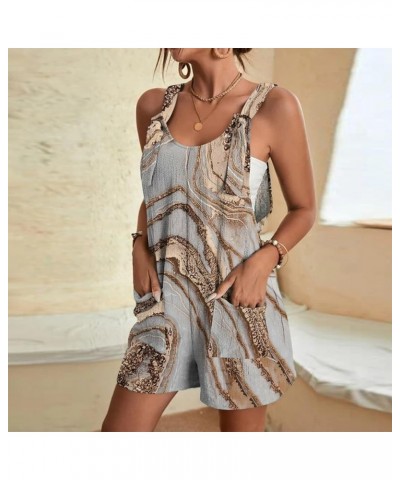 Short Jumpsuits For Women Casual Tie Shoulder Solid Color Scoop Neck Overalls Sleeveless Casual Stretchy Rompers Fgrey $9.35 ...