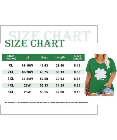 Plus Size Tops for Women Floral/Solid Color Short Sleeve V Neck with Ring Hole Summer Tshirt XL-5XL A719-lucky Shamrock Green...