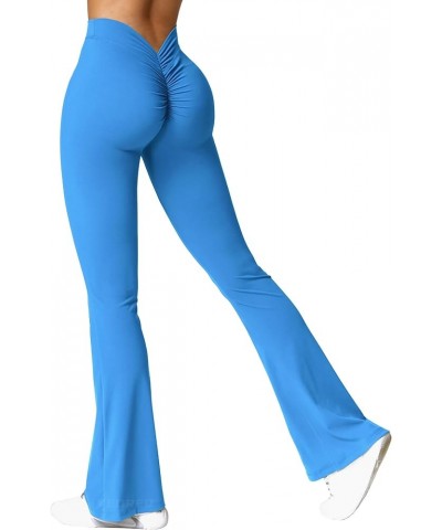 Scrunch Flare Leggings Daze V Back Butt Lifting Wide Leg High Waist 31.5" Gym Workout Yoga Pants 2 Blue $19.03 Leggings