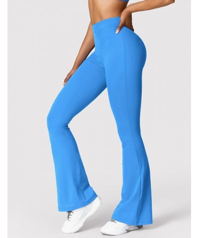 Scrunch Flare Leggings Daze V Back Butt Lifting Wide Leg High Waist 31.5" Gym Workout Yoga Pants 2 Blue $19.03 Leggings