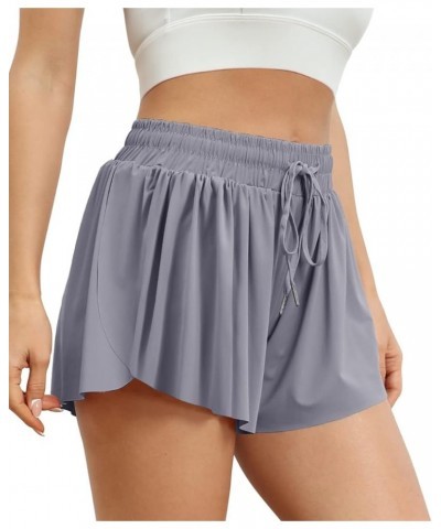 Womens 2 in 1 Running Shorts Casual Summer Athletic Shorts Lightgrey $10.99 Activewear