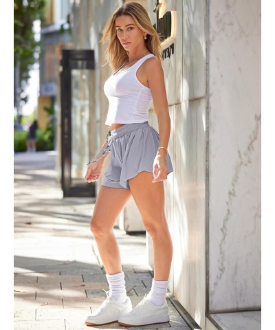 Womens 2 in 1 Running Shorts Casual Summer Athletic Shorts Lightgrey $10.99 Activewear