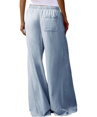 Women's Casual Wide Leg Jeans Low Rise Drawstring Waistband Loose fit Denim Pants Light Blue $23.64 Jeans