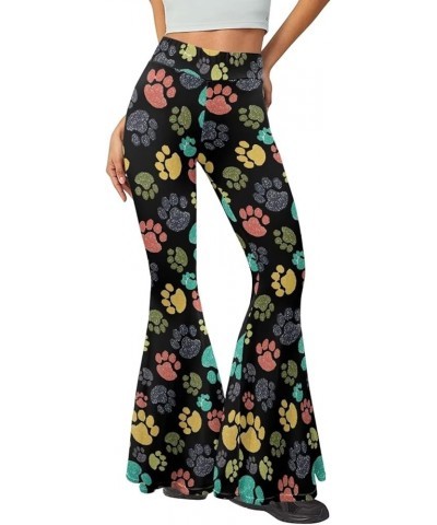 Women's Yoga Pants High Waisted Flare Leggings Crossover Bell Bottoms Bootcut Pants Stretch Trousers Dance Pants Colorful Dog...