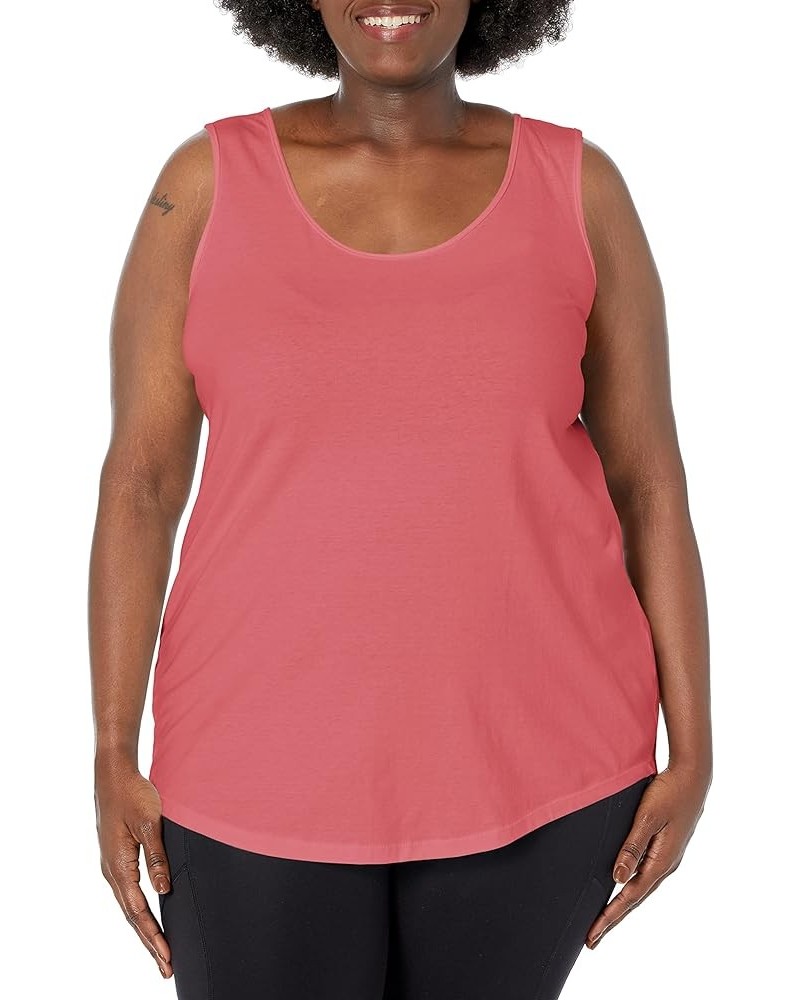 Women's Size Cotton Jersey Shirttail Tank Top, Plus Sleeveless Shirts Briny Pink $6.87 Tanks