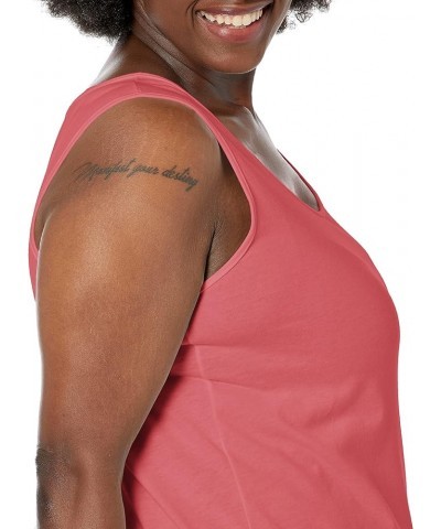 Women's Size Cotton Jersey Shirttail Tank Top, Plus Sleeveless Shirts Briny Pink $6.87 Tanks