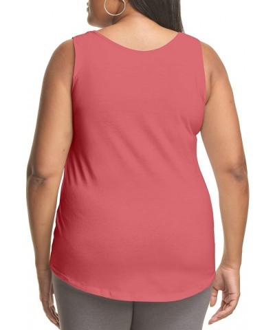 Women's Size Cotton Jersey Shirttail Tank Top, Plus Sleeveless Shirts Briny Pink $6.87 Tanks