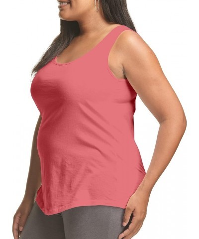 Women's Size Cotton Jersey Shirttail Tank Top, Plus Sleeveless Shirts Briny Pink $6.87 Tanks