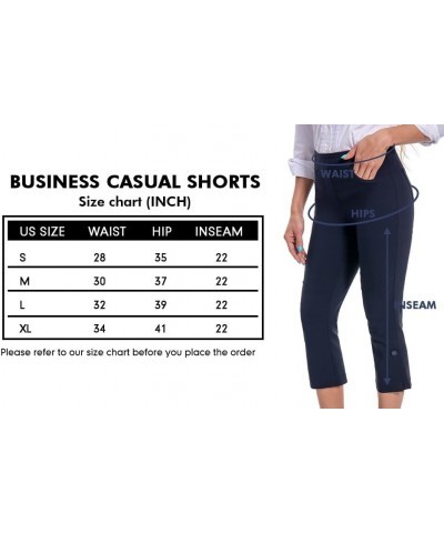 Women's Work Causal Millennium Button-Hem Super Stretch Career Dress Pull On Capri with Two Front Pockets Black $18.78 Pants