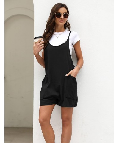 Womens Summer Cotton Linen Harem Rompers Baggy Bib Overalls Jumpsuits Shorts with Big Pockets Black $16.73 Overalls