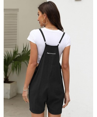 Womens Summer Cotton Linen Harem Rompers Baggy Bib Overalls Jumpsuits Shorts with Big Pockets Black $16.73 Overalls