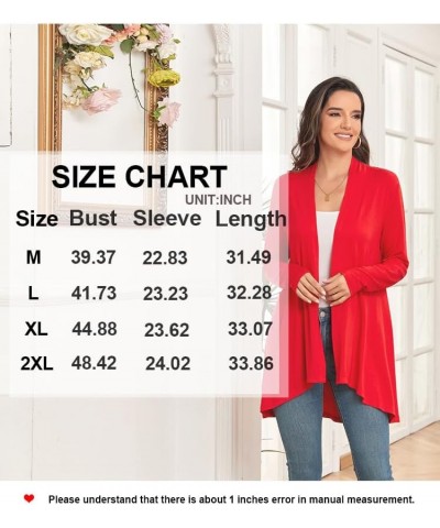 Womens Spring Open Front Lightweight Casual Summer Cardigans 3/4 Long Sleeves Draped Cover Up C-long-dark Purple $12.18 Sweaters