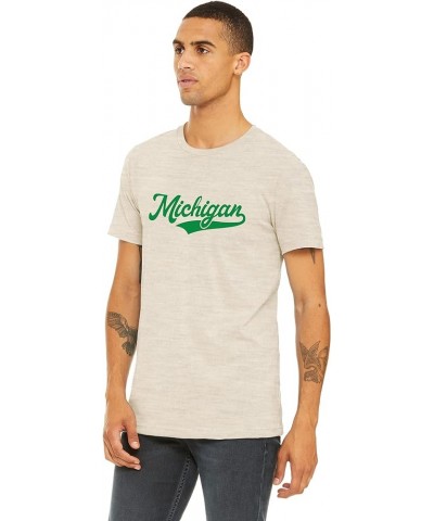 Adult Unisex Tshirt USA States Cities Script with Vertical on The Back Oat Shirt Kelly Green Michigan $8.60 T-Shirts