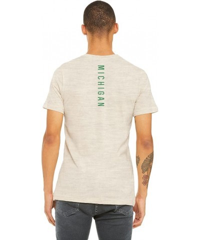 Adult Unisex Tshirt USA States Cities Script with Vertical on The Back Oat Shirt Kelly Green Michigan $8.60 T-Shirts