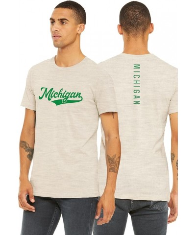 Adult Unisex Tshirt USA States Cities Script with Vertical on The Back Oat Shirt Kelly Green Michigan $8.60 T-Shirts