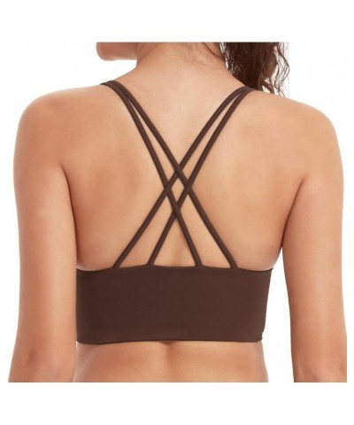 Women's Sports Bras with Padded Running Bras Medium Support Yoga Bra Criss Cross Back Workout 034-brown $13.64 Lingerie