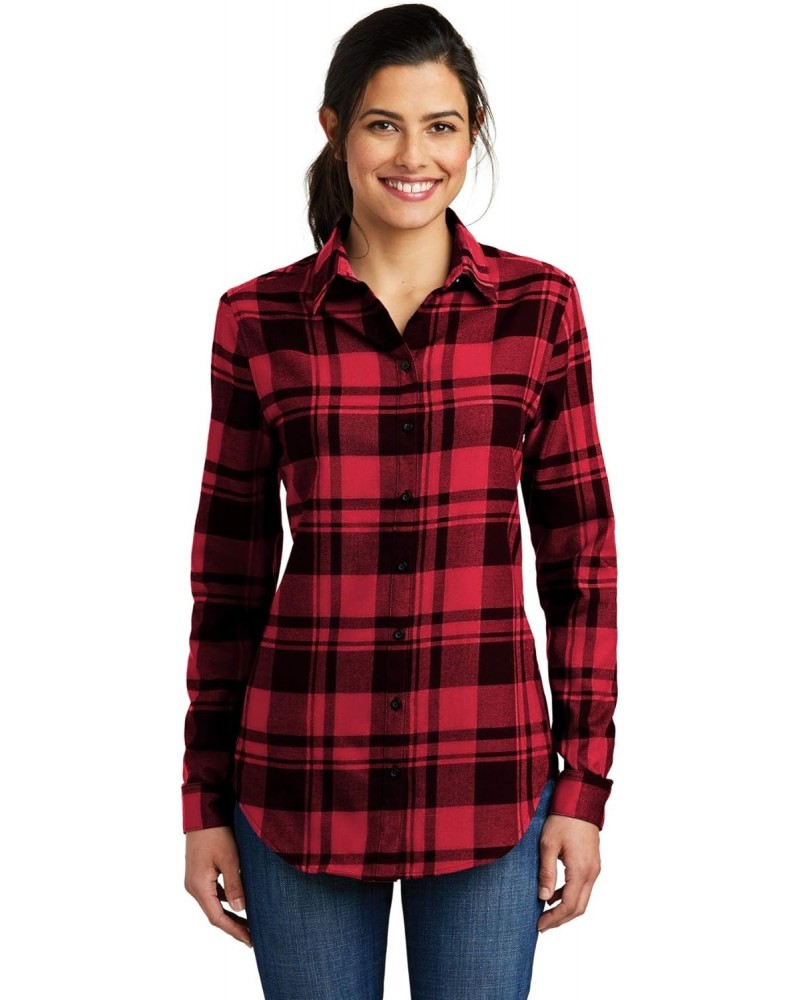 Women's Plaid Flannel Tunic, Engine Red, Medium $14.80 Tops