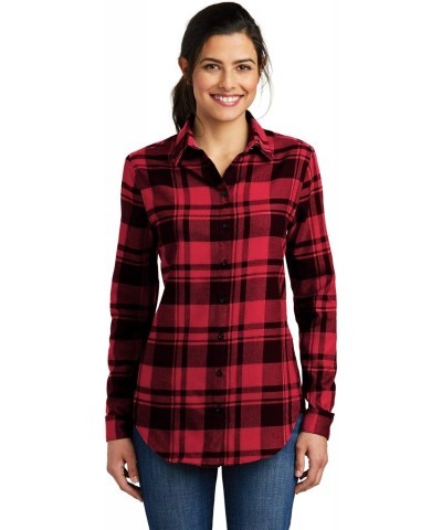 Women's Plaid Flannel Tunic, Engine Red, Medium $14.80 Tops