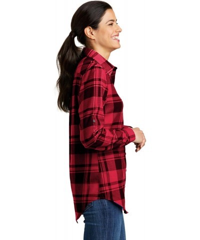 Women's Plaid Flannel Tunic, Engine Red, Medium $14.80 Tops