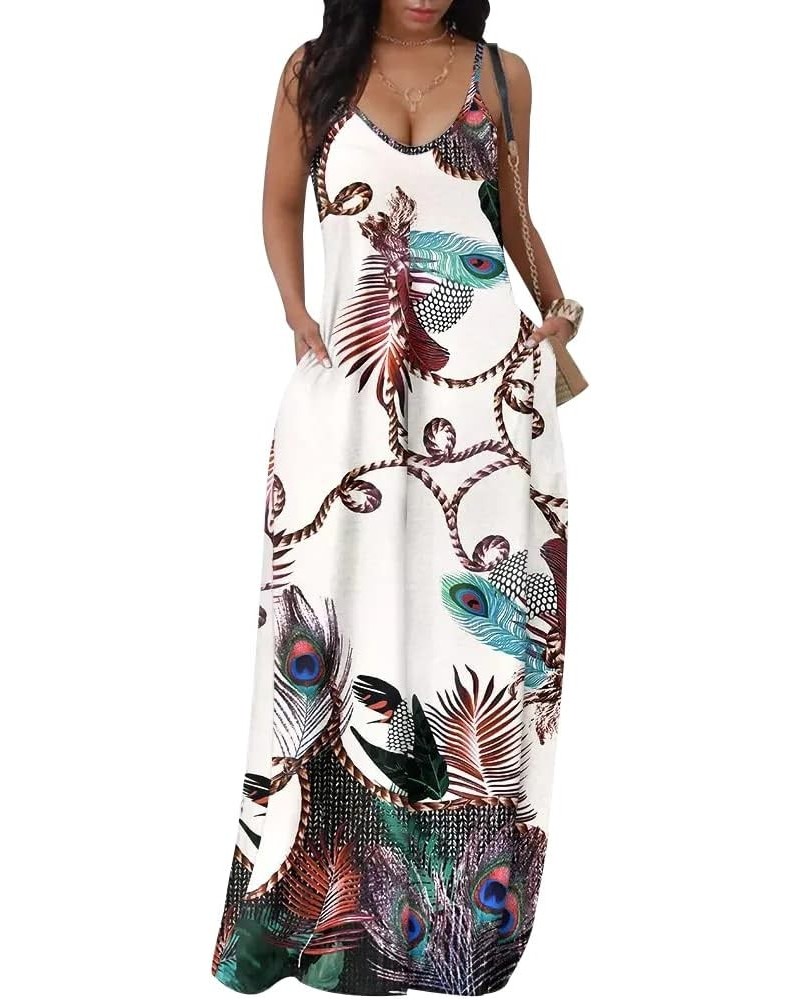 2024 Women's Casual Summer Floral Long Maxi Dresses Floor Length Sleeveless Plus Size Sundresses White1448 $15.18 Dresses