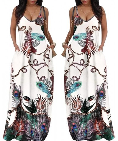 2024 Women's Casual Summer Floral Long Maxi Dresses Floor Length Sleeveless Plus Size Sundresses White1448 $15.18 Dresses