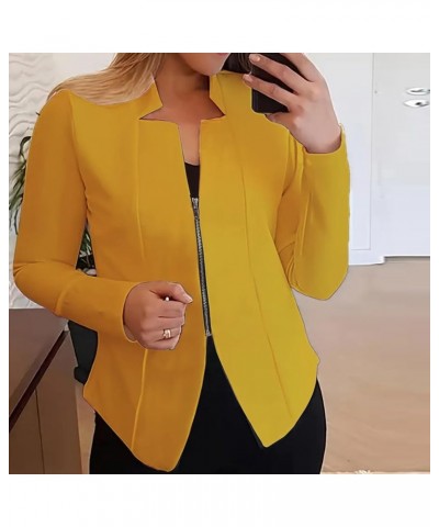 Windbreaker Woman Jackets Solid Open Front Elegant Long Sleeve Work Office Summer Cardigans for Women Lightweight Yellow $10....