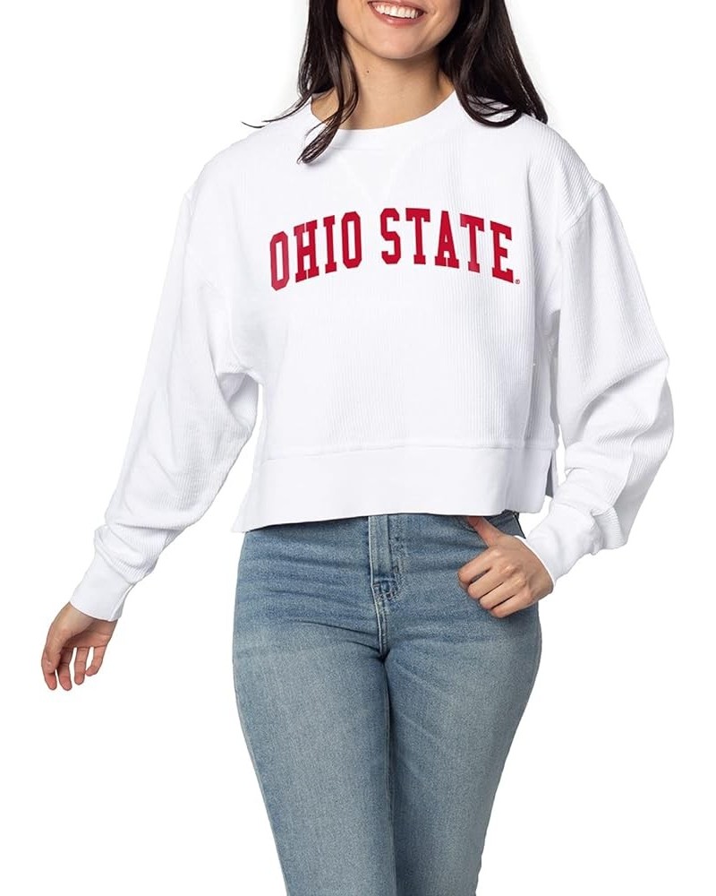 Women's Corded Boxy Pullover Ohio State Buckeyes White $10.12 Sweaters