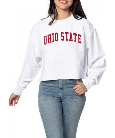 Women's Corded Boxy Pullover Ohio State Buckeyes White $10.12 Sweaters