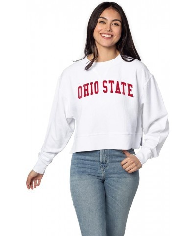 Women's Corded Boxy Pullover Ohio State Buckeyes White $10.12 Sweaters