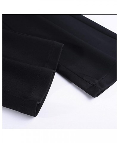 Pants for Women Work Casual High Waist Business Leg Trousers Straight Casual Stretchy Pants Solid Flared Trousers Black $11.1...