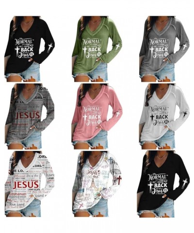 Women's Jesus Shirts Long Sleeve T-Shirts V Neck Tee Tops Christian Casual Jesus Letter Print Shirts Tops Blouse Pink Jesus $...