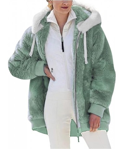 Womens Oversized Sherpa Hoodies Fuzzy Fleece Hooded Sweatshirt Winter Cozy Warm Pullover Fluffy Outwear with Pockets Aa_green...