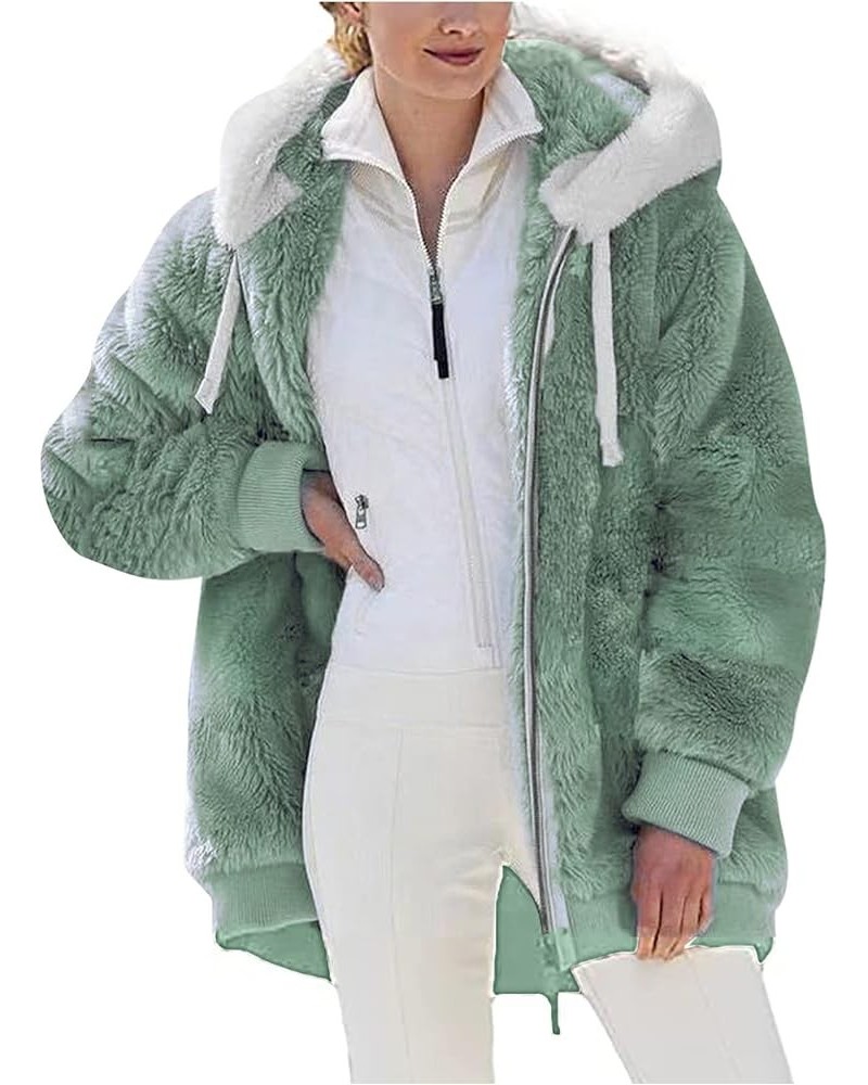 Womens Oversized Sherpa Hoodies Fuzzy Fleece Hooded Sweatshirt Winter Cozy Warm Pullover Fluffy Outwear with Pockets Aa_green...