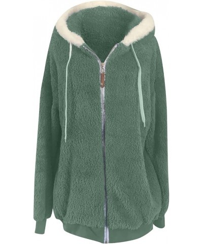 Womens Oversized Sherpa Hoodies Fuzzy Fleece Hooded Sweatshirt Winter Cozy Warm Pullover Fluffy Outwear with Pockets Aa_green...