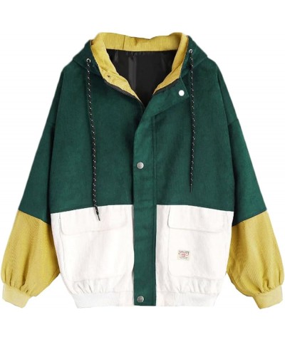 Women's Long Sleeved Corduroy Hooded Coats Casual Loose Sweaters Hoodies for Youth Dark Green $16.79 Hoodies & Sweatshirts