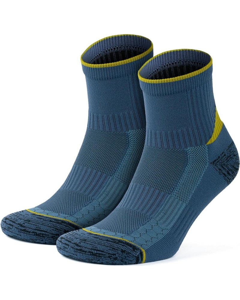 2 Pairs Unisex Athletic Fit Running Socks, Anti-Blister Cushioned Performance Socks, Seamless Padded Workout Socks Black-gree...