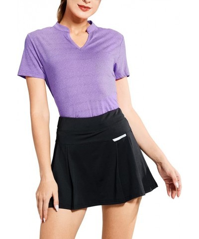 Women's Golf Polo Shirts Collarless UPF 50+ Short Sleeve Tennis Running T-Shirts V-Neck Heather Purple $14.85 Shirts