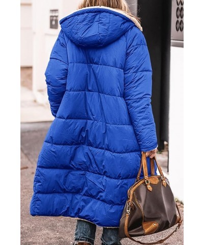 Women's 2024 Winter Fashion Clothes Oversized Shearling Fleece Long Coats Jackets Royal Blue $47.29 Jackets