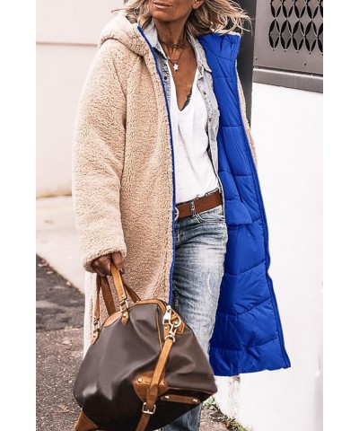 Women's 2024 Winter Fashion Clothes Oversized Shearling Fleece Long Coats Jackets Royal Blue $47.29 Jackets