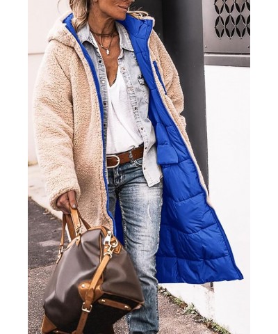 Women's 2024 Winter Fashion Clothes Oversized Shearling Fleece Long Coats Jackets Royal Blue $47.29 Jackets