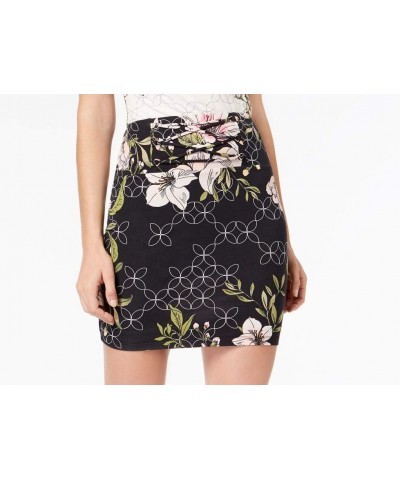 Womens Dan Floral Lace Up Pencil Skirt Black XL $13.56 Skirts