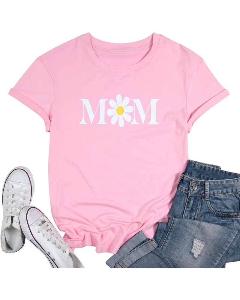 Dance Mom Shirt Women Cute Graphic Short Sleeve T-Shirt Momlife Shirts Tops Daisy_pink $7.53 T-Shirts