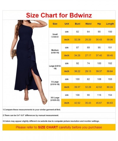 Womens Bodycon One Shoulder 3/4 Sleeve Cocktail Party Ruched Midi Dress 5562 Darkblue $18.19 Dresses