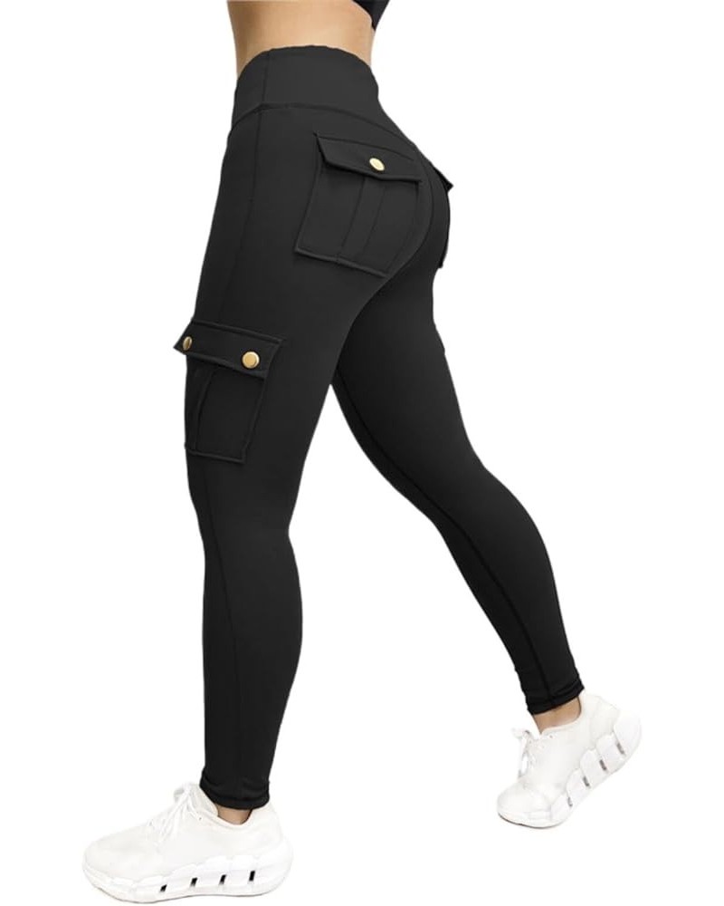 Women Cargo Leggings Lightweight Thin Breathable Active Workout Pants with Multiple Pockets Black 2 $12.19 Leggings