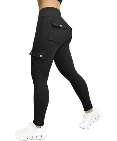 Women Cargo Leggings Lightweight Thin Breathable Active Workout Pants with Multiple Pockets Black 2 $12.19 Leggings